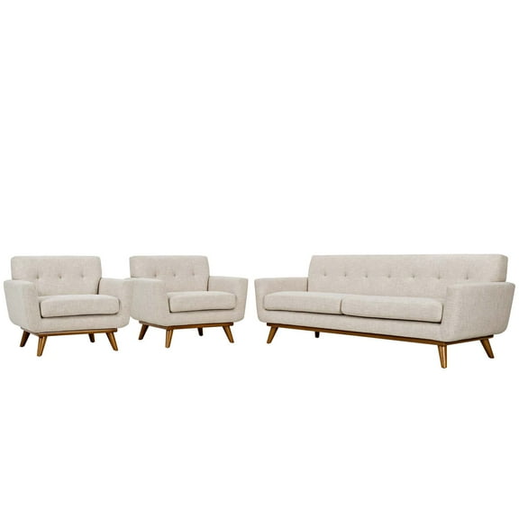 Modern Contemporary Urban Design Living Room Lounge Club Lobby Armchair and Sofa Set, Fabric, Beige