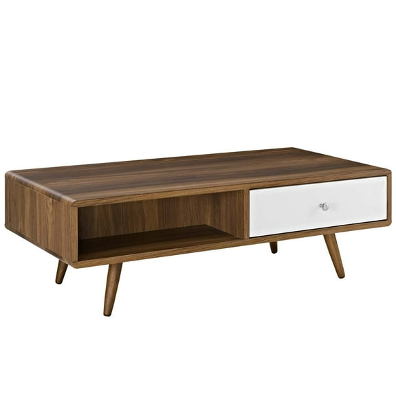 Modern Contemporary Urban Design Living Room Lounge Club Lobby Coffee Table, Wood, Natural Brown White