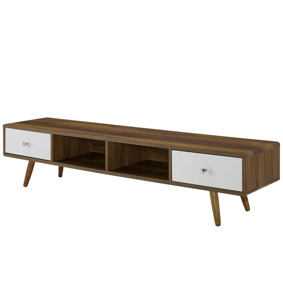 Modern Contemporary Urban Design Living Room Lounge Club Lobby Media TV Stand Console Table, Wood, Natural Brown White