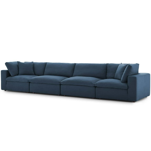 Modern Contemporary Urban Design Living Room Lounge Club Lobby Sectional Sofa Set, Fabric, Navy Blue