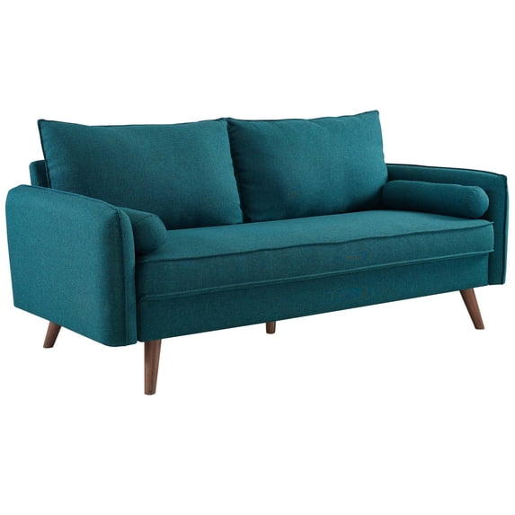 Modern Contemporary Urban Design Living Room Lounge Club Lobby Sofa, Fabric, Aqua Blue