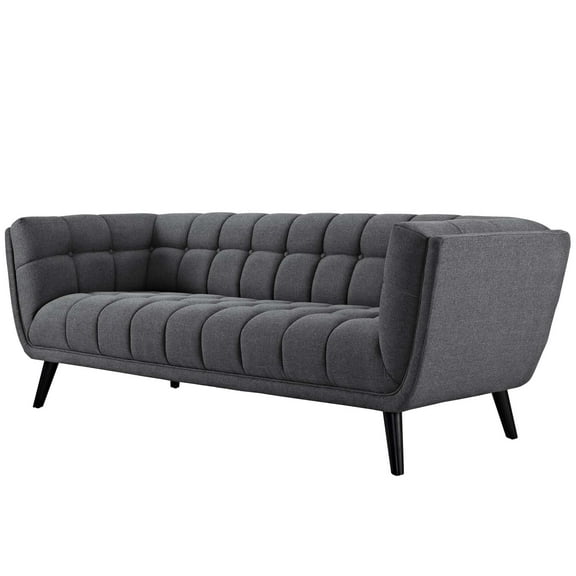 Modern Contemporary Urban Design Living Room Lounge Club Lobby Sofa, Fabric, Grey Gray