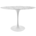 thumbnail image 1 of Modern Contemporary Urban Design Mid Century Kitchen Room Oval Dining Table, White, Marble Faux, 1 of 5