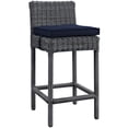 thumbnail image 1 of Modern Contemporary Urban Design Outdoor Patio Balcony Bar Stool Chair, Navy Blue, Rattan, 1 of 1