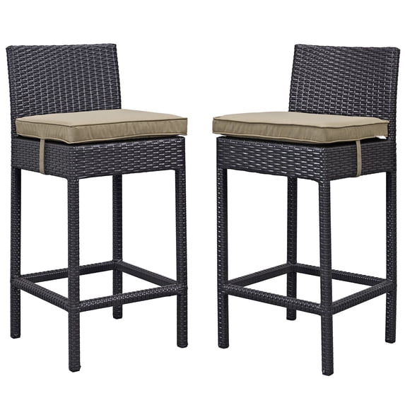 Modern Contemporary Urban Design Outdoor Patio Balcony Bar Stool Chair ( Set of Two), Brown, Rattan