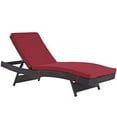 thumbnail image 1 of Modern Contemporary Urban Design Outdoor Patio Balcony Chaise Lounge Chair, Red, Rattan, 1 of 4