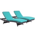 thumbnail image 1 of Modern Contemporary Urban Design Outdoor Patio Balcony Chaise Lounge Chair ( Set of 2), Blue, Rattan, 1 of 4