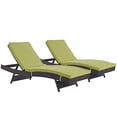 thumbnail image 1 of Modern Contemporary Urban Design Outdoor Patio Balcony Chaise Lounge Chair ( Set of 2), Green, Rattan, 1 of 4