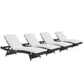 thumbnail image 1 of Modern Contemporary Urban Design Outdoor Patio Balcony Chaise Lounge Chair ( Set of 4), White, Rattan, 1 of 5