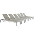 thumbnail image 1 of Modern Contemporary Urban Design Outdoor Patio Balcony Chaise Lounge Chair ( Set of 6), Grey Gray, Aluminum, 1 of 5