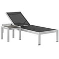 thumbnail image 1 of Modern Contemporary Urban Design Outdoor Patio Balcony Chaise Lounge Chair and Side Table set, Black, Aluminum, 1 of 6