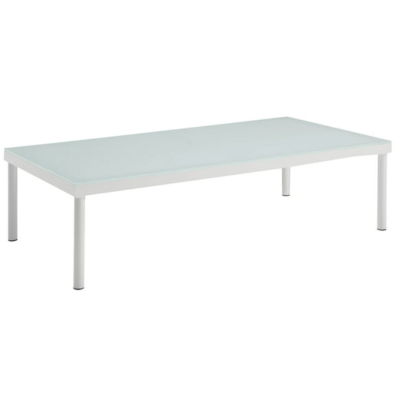 Modern Contemporary Urban Design Outdoor Patio Balcony Coffee Table, White, Rattan