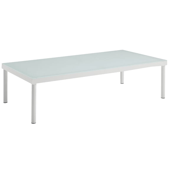 Modern Contemporary Urban Design Outdoor Patio Balcony Coffee Table, White, Rattan