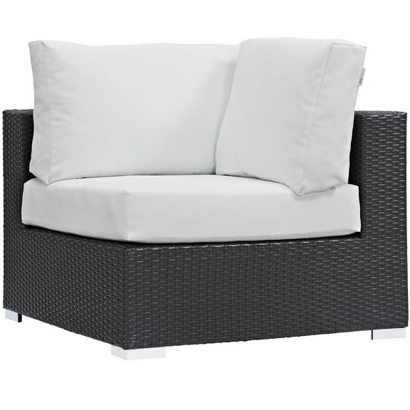 Modern Contemporary Urban Design Outdoor Patio Balcony Corner Lounge Chair, White, Rattan