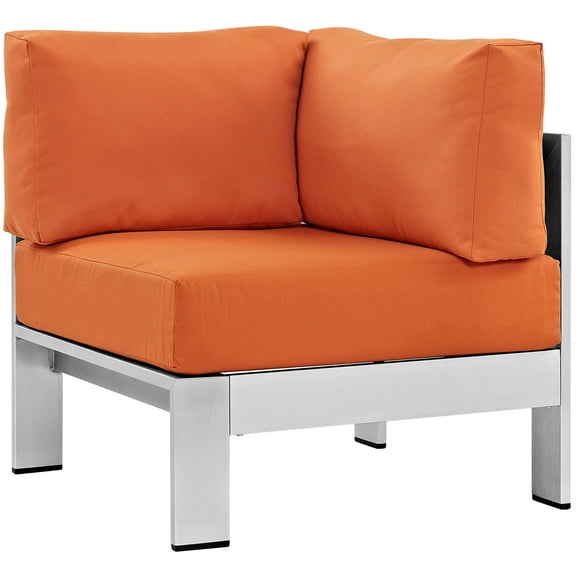 Modern Contemporary Urban Design Outdoor Patio Balcony Corner Sofa Chair, Orange, Metal Aluminum
