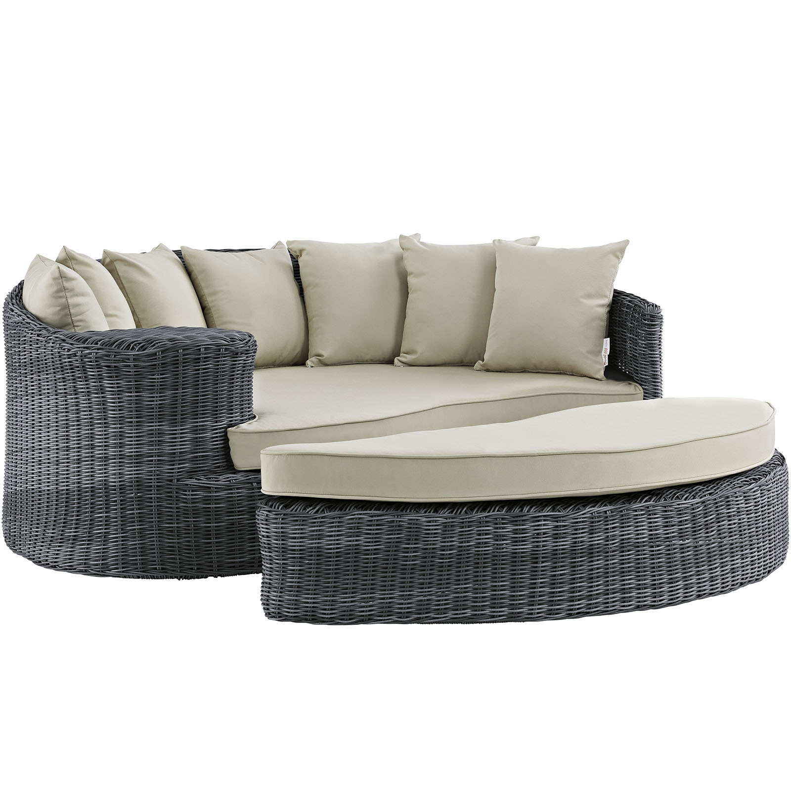 Modern Contemporary Urban Design Outdoor Patio Balcony Daybed Sofa, Beige, Rattan - image 1 of 4