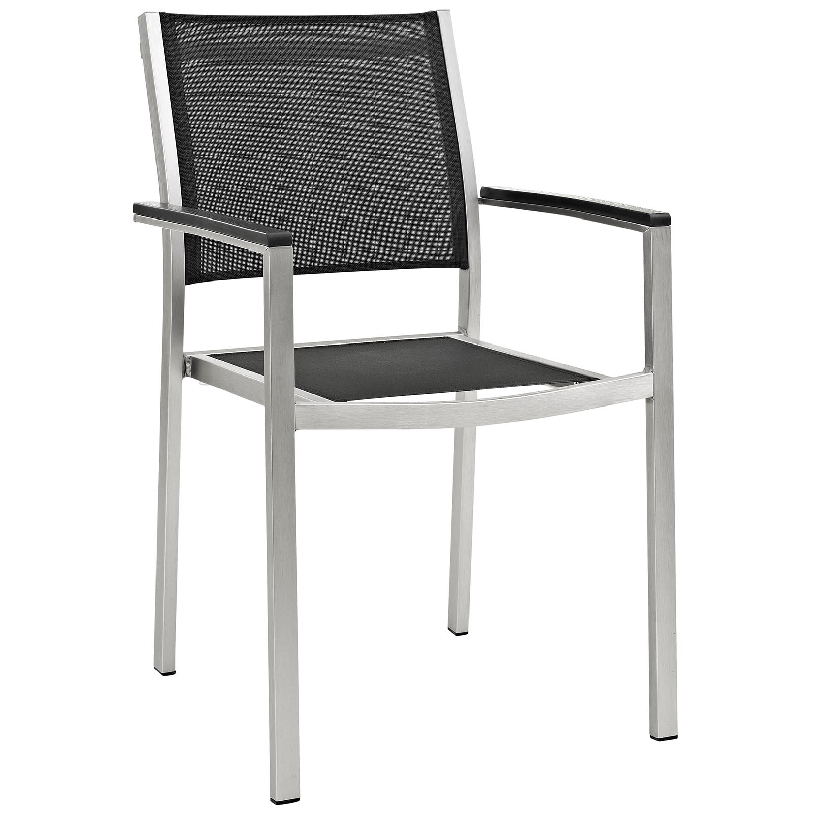 Silver Black Aluminum Mesh Outdoor Dining Chair