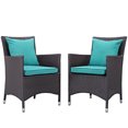 thumbnail image 1 of Modern Contemporary Urban Design Outdoor Patio Balcony Dining Chair ( Set of Two), Blue, Rattan, 1 of 3