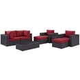 thumbnail image 1 of Modern Contemporary Urban Design Outdoor Patio Balcony Eight PCS Sectional Sofa Set, Red, Rattan, 1 of 9