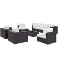 thumbnail image 1 of Modern Contemporary Urban Design Outdoor Patio Balcony Eight PCS Sectional Sofa Set, White, Rattan, 1 of 8