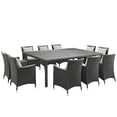 thumbnail image 1 of Modern Contemporary Urban Design Outdoor Patio Balcony Eleven PCS Dining Chairs and Table Set, Beige, Rattan, 1 of 7