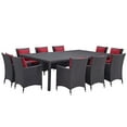 thumbnail image 1 of Modern Contemporary Urban Design Outdoor Patio Balcony Eleven PCS Dining Chairs and Table Set, Red, Rattan, 1 of 7