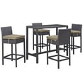 thumbnail image 1 of Modern Contemporary Urban Design Outdoor Patio Balcony Five PCS Pub Bar Chairs and Table Set, Brown, Rattan, 1 of 2