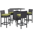 thumbnail image 1 of Modern Contemporary Urban Design Outdoor Patio Balcony Five PCS Pub Bar Chairs and Table Set, Green, Rattan, 1 of 3