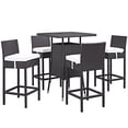 thumbnail image 1 of Modern Contemporary Urban Design Outdoor Patio Balcony Five PCS Pub Bar Chairs and Table Set, White, Rattan, 1 of 3