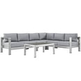 thumbnail image 1 of Modern Contemporary Urban Design Outdoor Patio Balcony Five PCS Sectional Sofa Set, Grey Gray, Aluminum, 1 of 7