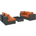 thumbnail image 1 of Modern Contemporary Urban Design Outdoor Patio Balcony Five PCS Sectional Sofa Set, Orange, Rattan, 1 of 7