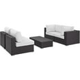 thumbnail image 1 of Modern Contemporary Urban Design Outdoor Patio Balcony Five PCS Sectional Sofa Set, White, Rattan, 1 of 8