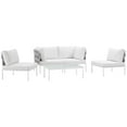 thumbnail image 1 of Modern Contemporary Urban Design Outdoor Patio Balcony Five PCS Sectional Sofa Set, White, Rattan, 1 of 7