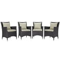 thumbnail image 1 of Modern Contemporary Urban Design Outdoor Patio Balcony Four PCS Dining Chairs Set, Beige, Rattan, 1 of 5