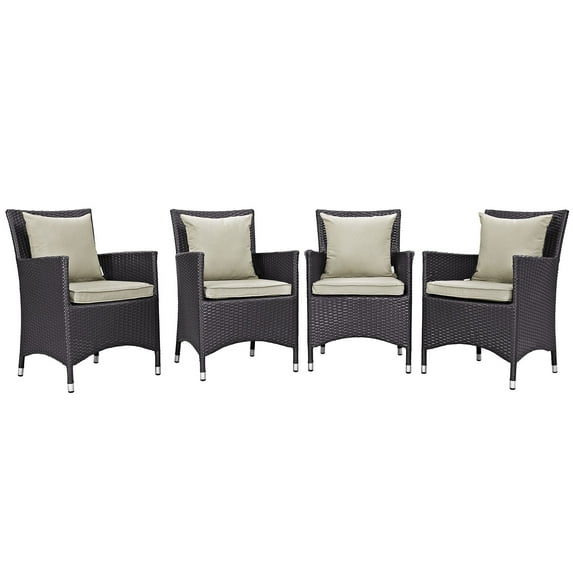 Modern Contemporary Urban Design Outdoor Patio Balcony Four PCS Dining Chairs Set, Beige, Rattan