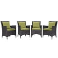 thumbnail image 1 of Modern Contemporary Urban Design Outdoor Patio Balcony Four PCS Dining Chairs Set, Green, Rattan, 1 of 5