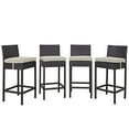 thumbnail image 1 of Modern Contemporary Urban Design Outdoor Patio Balcony Four PCS Pub Bar Chairs Set, Beige, Rattan, 1 of 2