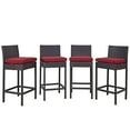 thumbnail image 1 of Modern Contemporary Urban Design Outdoor Patio Balcony Four PCS Pub Bar Chairs Set, Red, Rattan, 1 of 2