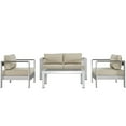 thumbnail image 1 of Modern Contemporary Urban Design Outdoor Patio Balcony Four PCS Sectional Sofa Set, Beige, Aluminum, 1 of 4