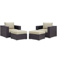 thumbnail image 1 of Modern Contemporary Urban Design Outdoor Patio Balcony Four PCS Sectional Sofa Set, Beige, Rattan, 1 of 6