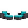 thumbnail image 1 of Modern Contemporary Urban Design Outdoor Patio Balcony Four PCS Sectional Sofa Set, Blue, Rattan, 1 of 6