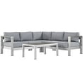 thumbnail image 1 of Modern Contemporary Urban Design Outdoor Patio Balcony Four PCS Sectional Sofa Set, Grey Gray, Aluminum, 1 of 7
