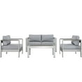 thumbnail image 1 of Modern Contemporary Urban Design Outdoor Patio Balcony Four PCS Sectional Sofa Set, Grey Gray, Aluminum, 1 of 4