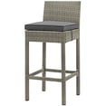 thumbnail image 1 of Modern Contemporary Urban Design Outdoor Patio Balcony Garden Furniture Bar Side Stool Chair, Rattan Wicker, Dark Grey Gray, 1 of 3