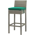 thumbnail image 1 of Modern Contemporary Urban Design Outdoor Patio Balcony Garden Furniture Bar Side Stool Chair, Rattan Wicker, Green Light Gray, 1 of 3