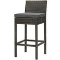 thumbnail image 1 of Modern Contemporary Urban Design Outdoor Patio Balcony Garden Furniture Bar Side Stool Chair, Rattan Wicker, Grey Gray Brown, 1 of 3