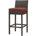 thumbnail image 1 of Modern Contemporary Urban Design Outdoor Patio Balcony Garden Furniture Bar Side Stool Chair, Rattan Wicker, Red Brown, 1 of 3