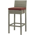 thumbnail image 1 of Modern Contemporary Urban Design Outdoor Patio Balcony Garden Furniture Bar Side Stool Chair, Rattan Wicker, Red Gray, 1 of 3