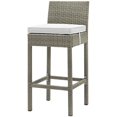 thumbnail image 1 of Modern Contemporary Urban Design Outdoor Patio Balcony Garden Furniture Bar Side Stool Chair, Rattan Wicker, White Light Gray, 1 of 3