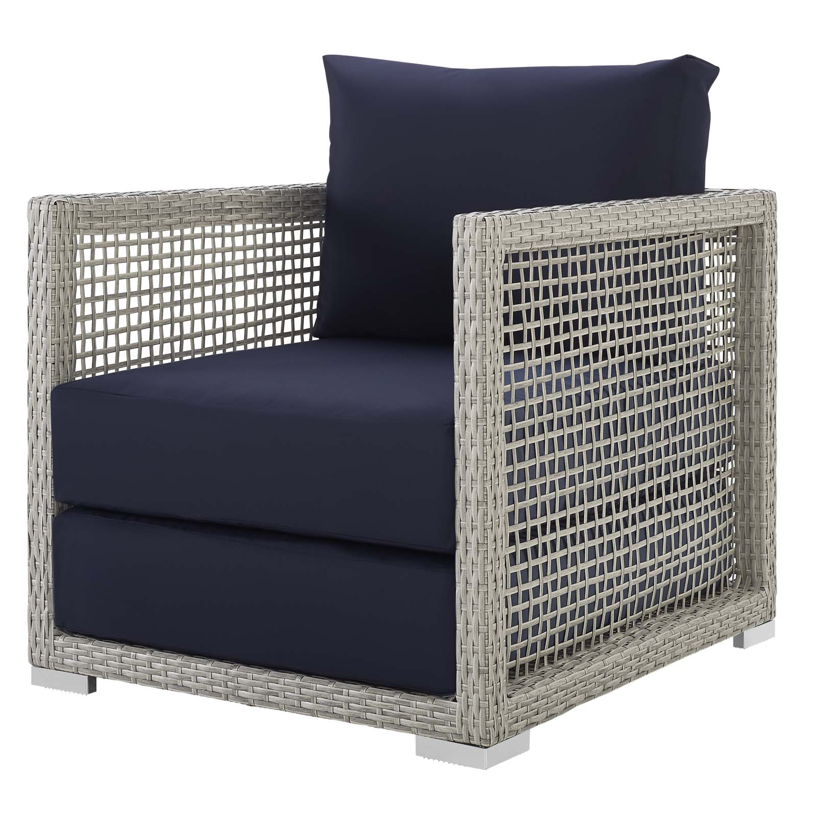 Modern Contemporary Urban Design Outdoor Patio Balcony Garden Furniture Lounge Chair Armchair, Rattan Wicker, Grey Gray - image 1 of 6